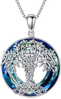 wholesale 925 Sterling Silver Blue Crystal Tree of Life Pendant Necklace s for Women Girls-03-Celtic