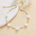 wholesale Gold Chain 925 Sterling Silver White Freshwater Pearl Bracelet with Cubic Zirconia Stones for Women-0-1