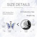 wholesale 925 Sterling Silver Blue Enamel Butterfly Pendant Necklaces for Women Gifts-0-2