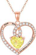 wholesale 925 Sterling Silver Birthstone Forever Love Heart Pendant Necklace for Women-0-0