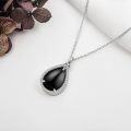 wholesale 925 Sterling Silver Black Onyx Tear Drop Cremation Pendant with Chain and Funnel Set - Memorial Keepsake Jewelry-0-2