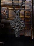 wholesale Sterling Silver Cross Pendant Necklace for Men Women Protection Amulet Religious Gift with 22 +2 Rolo Chain (with Gift)-0-4