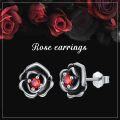 wholesale 925 Sterling Silver Red CZ Flower Stud Earrings Gifts for Girls/Wife/Mom/Birthday/Christmas-0-2