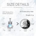 wholesale 925 Sterling Silver Moonstone Owl Pendant Necklace with Cubic Zirconia Accents and Leaf Design-0-3