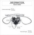 wholesale 925 Sterling Silver Heart-Shaped Pendant Bracelet with Black Stone and Flower Accents Gift for Her-0-2