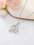 wholesale 925 Sterling Silver Heart Gymnastics Girl Necklace Gift for Women Girls-0-4