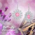 wholesale 925 Sterling Silver Pink Opal Butterfly Hollow Drop Earrings For Women-0-4