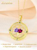 wholesale 925 Sterling Silver Compass Pendant with Birthstones for Women-0-1