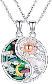wholesale 925 Sterling Silver Yin Yang Sun & Moon Pendant Necklaces Couples Matching Set Gift for Her Lovers' Day Present-Yinyang Necklace
