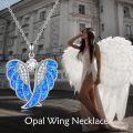 wholesale 925 Sterling Silver Abalone Shell Angel Wing Pendant Necklace with Cubic Zirconia Center Stone-0-15