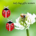 wholesale 925 Sterling Silver Ladybug Stud Earrings - Red Moss Agate Insect Jewelry for Women Mom Grandma Lover Gifts-0-3