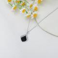 wholesale 925 Sterling Silver Pendant Necklace Black Agate Teardrop Platinum Plated Filigree Design For Women-0-40