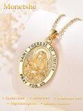 wholesale Gold-Plated 925 Sterling Silver St Therese of Lisieux Medal Necklace with Pray For Us Inscription and Roses Design - Catholic Gift for Women (18+2) Chain-0-3