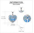 wholesale 925 Sterling Silver Blue Opal Heart Tree of Life Cremation Jewelry Urn Pendant Necklace with Funnel and Key Chain 24  Cable Chain Memorial Keepsake Gift Box Included-0-3