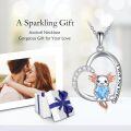 wholesale 925 Sterling Silver Blue Crystal Angel Heart Pendant Necklace for Women Girls  45cm Chain Length-0-1