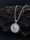 wholesale 925 Sterling Silver Round Skull Pendant Necklace with Hourglass and Crosses - Memento Mori Gothic  for Men & Women-0-1