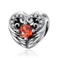wholesale 925 Sterling Silver Stone Angel Wing Charm Bracelet Jewelry Gift for Women-01 Jan - Garnet