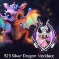 wholesale 925 Sterling Silver Crystal Dragon Necklace with Heart Birthstone Pendant-0-5