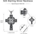 wholesale 925 Sterling Silver Celtic Knotwork Cross Pendant Necklace  Norse Viking Jewelry for Men Women-0-5