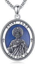 wholesale 925 Sterling Silver Saint Jude Medal Prayer Pendant Necklace for Men & Women-0-0