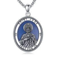 wholesale 925 Sterling Silver Saint Jude Medal Prayer Pendant Necklace for Men & Women-St Jude
