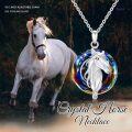 wholesale 925 Sterling Silver Rainbow Crystal Unicorn Head Pendant Necklace for Women and Girls-0-5
