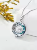 TOUPOP Sterling Silver Blue Crystal Sun Moon Necklace-0-2