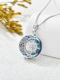 TOUPOP Sterling Silver Blue Crystal Sun Moon Necklace-0-2