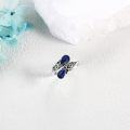 wholesale Sterling Silver Lapis Lazuli Ring Victorian Floral Vintage Adjustable Size 7 Hypoallergenic Gift for Women-0-4
