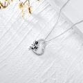 wholesale 925 Sterling Silver Heart-Shaped Cow Pendant Necklace with Cubic Zirconia - Mother's Day Gifts for Her-0-2