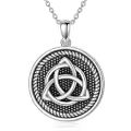 TOUPOP Sterling Silver Celtic Knot Pendant Necklace Irish Luck Jewelry-0-0