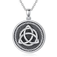 TOUPOP Sterling Silver Celtic Knot Pendant Necklace Irish Luck Jewelry-undefined