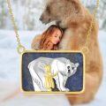 wholesale 925 Sterling Silver and Lapis Lazuli Polar Bear Girl Pendant Necklace-0-2