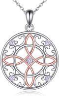 wholesale 925 Sterling Silver Round Celtic Knot with Stones and Scrollwork Pendant Necklace for Women Witchcraft Jewelry 36 Chain-0-0