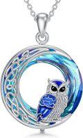 wholesale TOUPOP Owl Necklace Sterling Silver Owl Pendant Necklace With Crystal Christmas Owls Gifts For Women -0-0