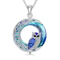 TOUPOP Sterling Silver Crystal Owl Pendant Necklace-0-0