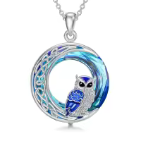 TOUPOP Sterling Silver Crystal Owl Pendant Necklace-undefined