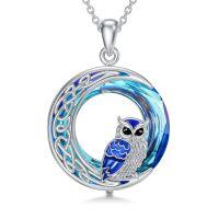 TOUPOP Sterling Silver Crystal Owl Pendant Necklace-undefined