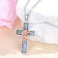 wholesale Sterling Silver Turquoise Cross Birth Flower Necklace 12 Month Pendant for Women Mom-0-27