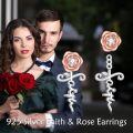 wholesale 925 Sterling Silver Rose Flower Faith Drop Earrings Rose Gold Plated Cubic Zirconia-0-4