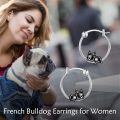 wholesale 925 Sterling Silver French Bulldog Hoop Earrings Wholesale Sleepy Dog Charm Jewelry-0-9