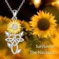 wholesale 925 Sterling Silver CZ Sunflower & Celtic Knot Music Note Pendant Necklace-0-2