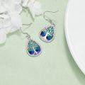 wholesale 925 Sterling Silver Teardrop Green & Blue Enamel Celtic Tree Of Life Dangle Earrings For Women-0-3