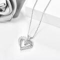 wholesale 925 Sterling Silver Square Crystal Heart Pendant Necklace for Women-0-2