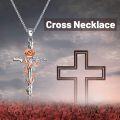 wholesale 925 Sterling Silver Rose Cross Pendant Necklace for Women-0-5