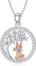 wholesale 925 Sterling Silver Round Tree of Life with Fox Pendant Necklace 925 Sterling Silver Jewelry for Women Girls Gift Boxed-0-0