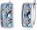 wholesale 925 Sterling Silver Abalone Celtic Cross Filigree Hoop Earrings-0-0