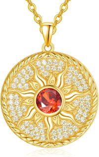 wholesale 925 Sterling Silver Birthstone Sun Coin Pendant Necklace for Women-01 Jan