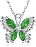 wholesale 925 Sterling Silver Birthstone Butterfly Necklace for Women-0-0