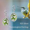 wholesale Sterling Silver Gold Plated Black Onyx Hummingbird Flower Dangle Leverback Earrings-0-17
